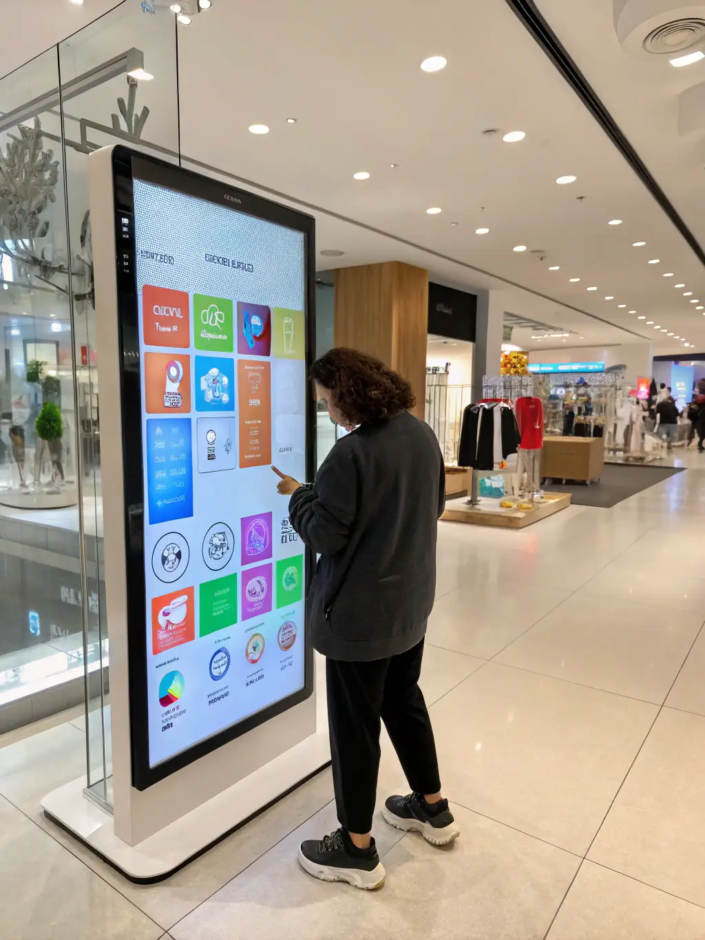 A vibrant image depicting a customer interacting with an XR display in a retail store, showcasing increased engagement and excitement.